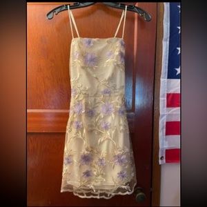 Lucy in the sky gold floral mesh homecoming dress